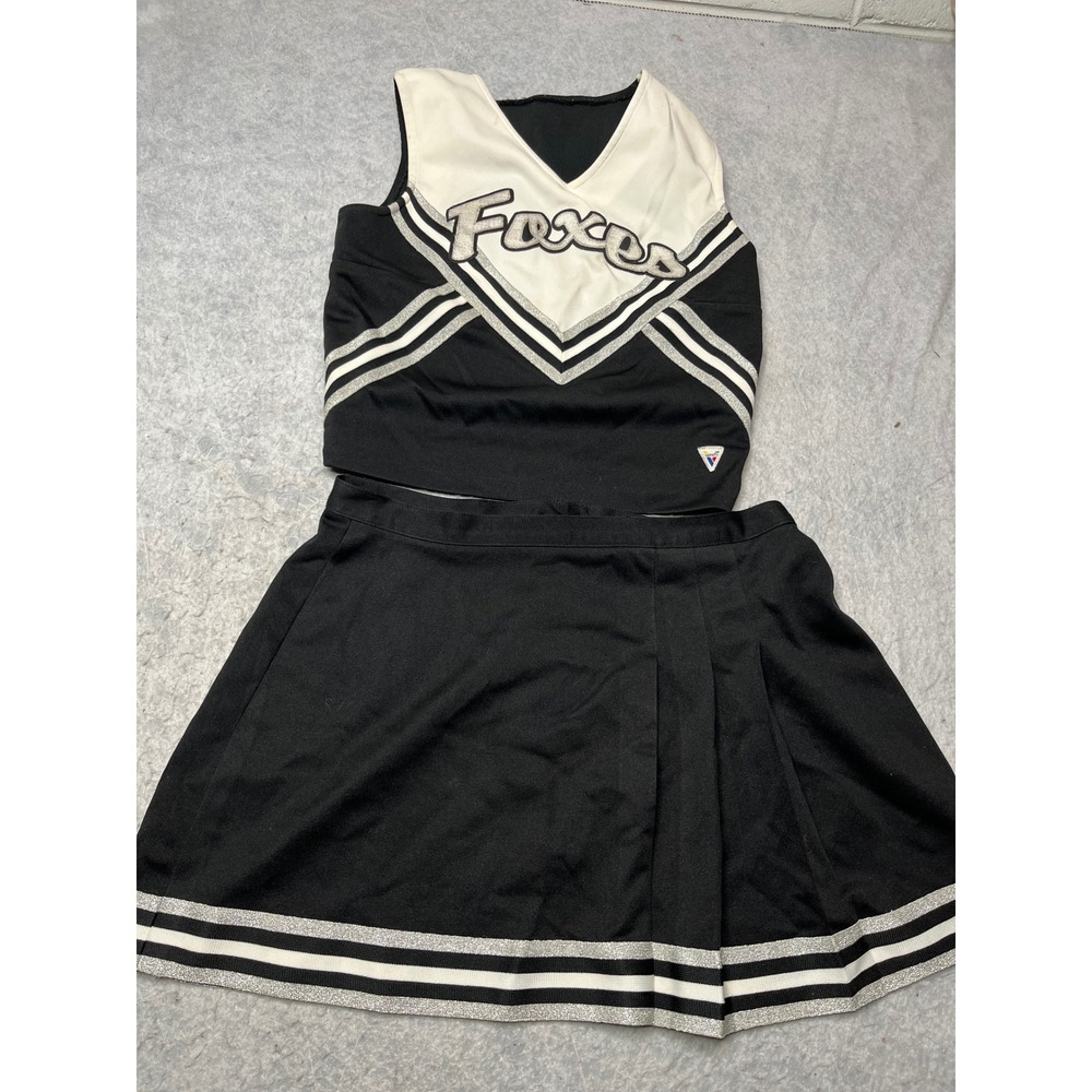 Varsity Spirit Fashions Cheerleading Uniform Set Foxes Black White Silver‎ Sz 16
